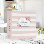 Rosé Garden Bridal Shower Recipe 3 Ring Binder<br><div class="desc">Collect recipes for the bride to be and organize them in this pretty floral binder with tons of personalization options! Chic binder features blush pink and white stripes accented with pink and ivory roses. Customize the front with the bride to be's name and shower date, and add customization to the...</div>