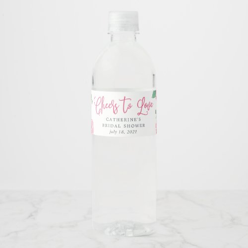 Ros Garden Bridal Shower Water Bottle Label