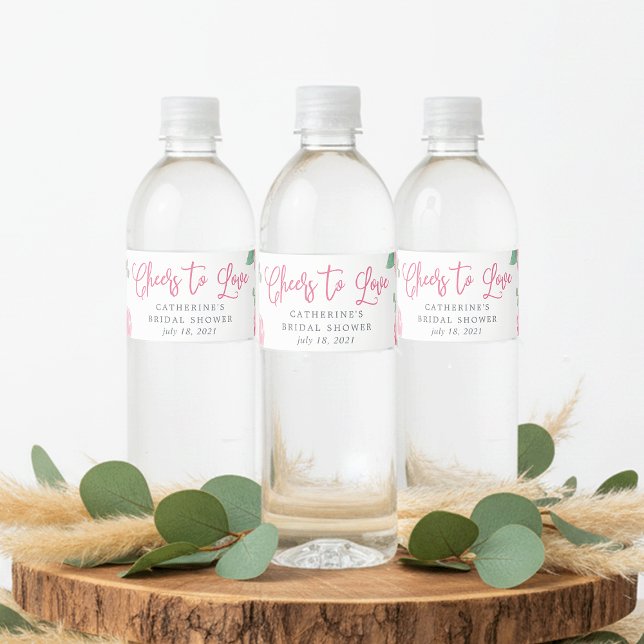 Rosé Garden Bridal Shower Water Bottle Label (Creator Uploaded)