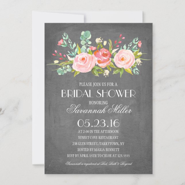 Rose Garden Chalkboard | Bridal Shower Invitation (Front)