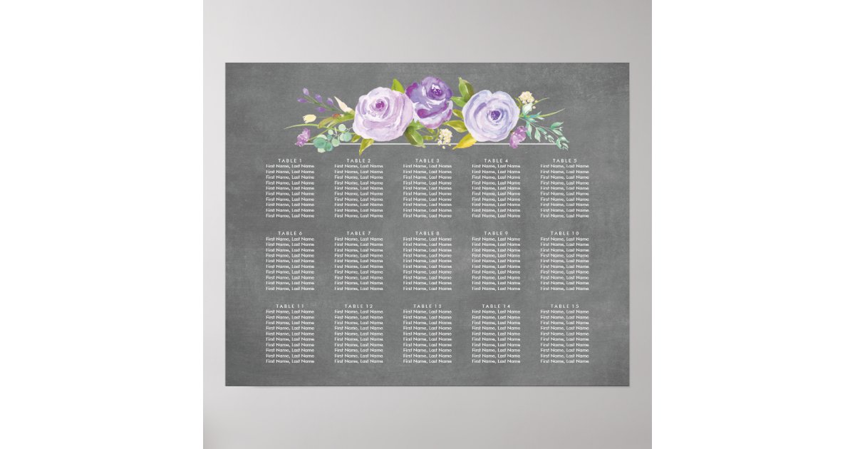 Rose Garden Chalkboard Wedding Seating Chart Zazzle