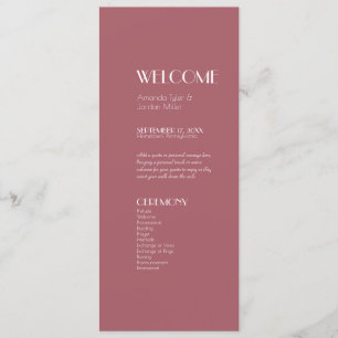 Rose Garden Dark Rose Wedding Program
