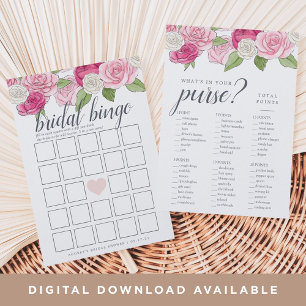 Rosé Garden Double-Sided Bridal Shower Game Card