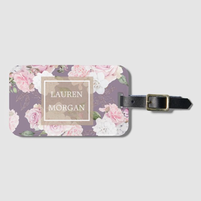 rose garden elegant floral luggage tag (Front Horizontal)