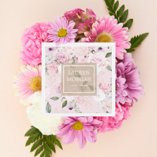 rose garden elegant floral square business card