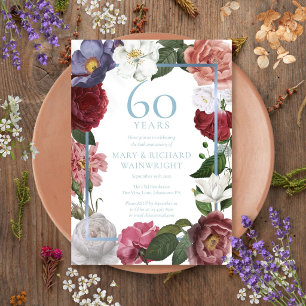 Rose Garden Floral 60th Wedding Anniversary Invitation