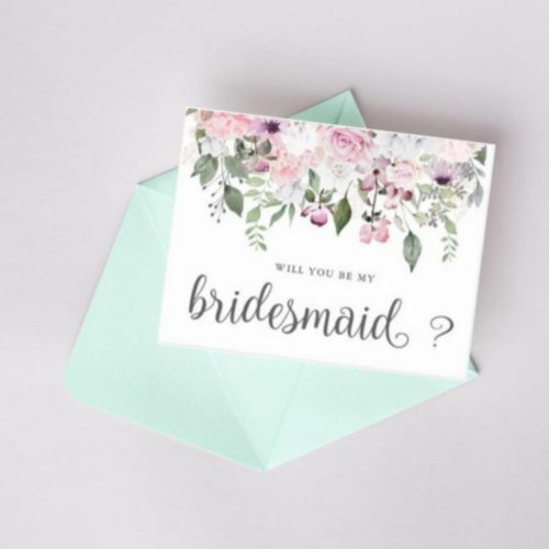 Rose Garden floral Bridesmaid Invitation Postcard