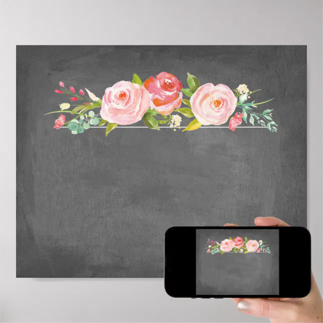 Rose Garden Floral Chalkboard Blank Sign | Zazzle