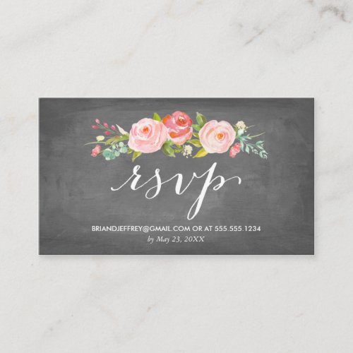 Rose Garden Floral Chalkboard Wedding Email RSVP Enclosure Card