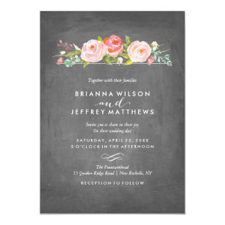 Rose Garden Floral Chalkboard Wedding Invitation