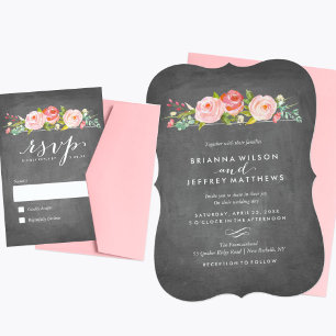 Rose Garden Floral Chalkboard Wedding Invitation