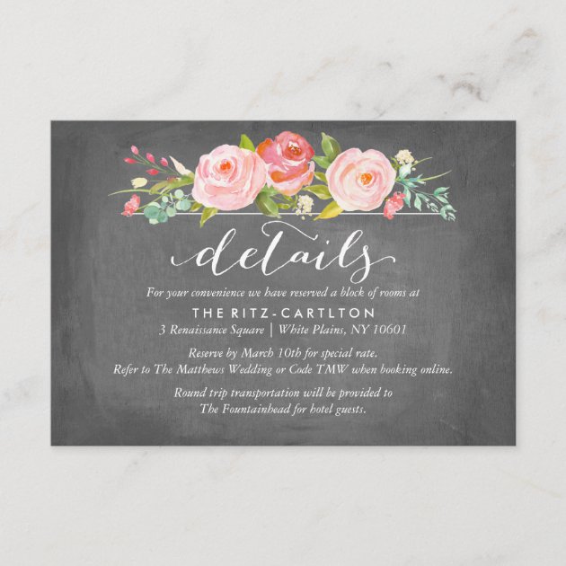 Rose Garden Floral Details Wedding Card