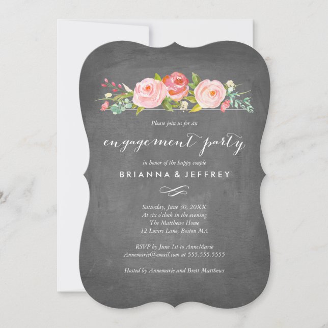 Rose Garden Floral Engagement Party Invitation (Front)