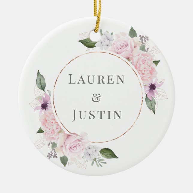 rose garden floral photo wedding ceramic ornament (Front)
