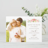 Rose Garden Floral Save The Date Photo Card (Standing Front)