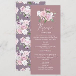Rose Garden floral Wedding Dinner Menue Invitation