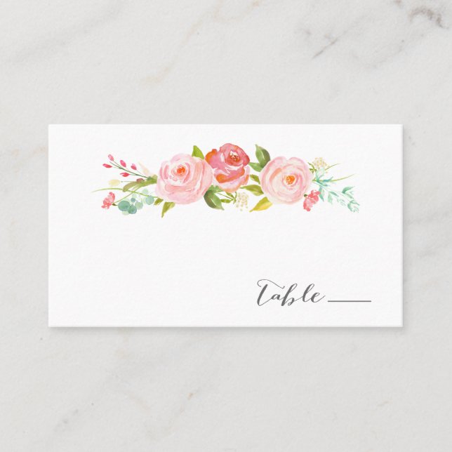 Rose Garden Floral Wedding Escort / Place Card (Front)