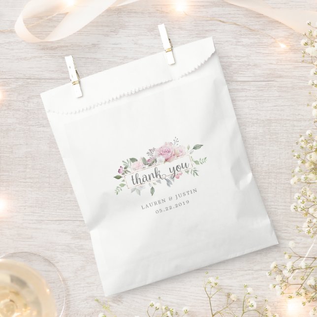 Rose Garden floral Wedding Favor Bags (Clipped)