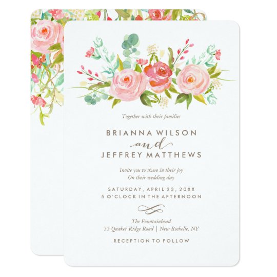 Rose Garden Floral Wedding Invitation | Zazzle