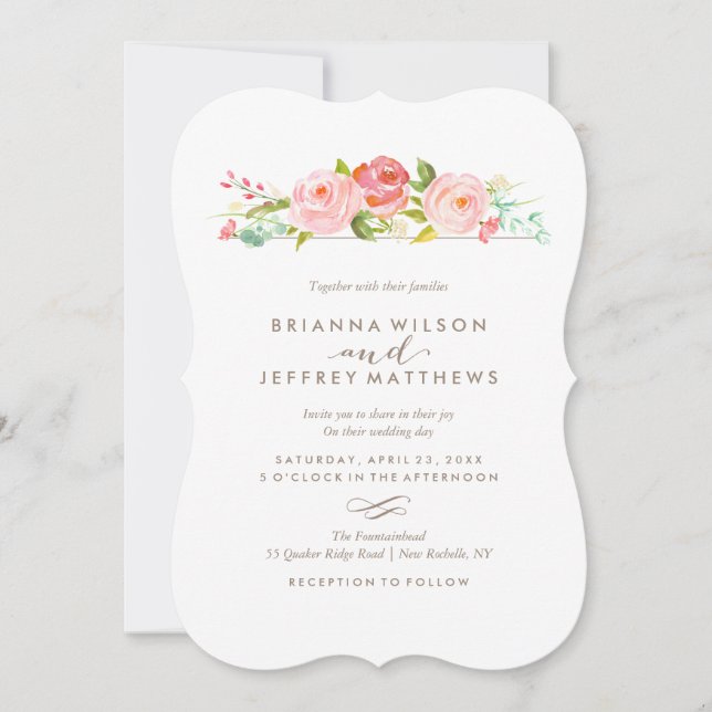 Rose Garden Floral Wedding Invitation (Front)