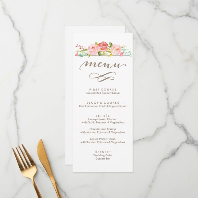 Rose Garden Floral Wedding Menu (Front/Back In Situ)
