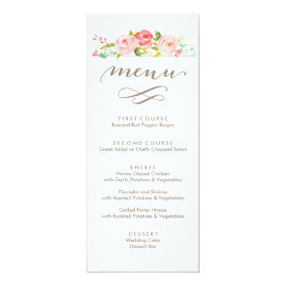 Rose Garden Floral Wedding Menu Card