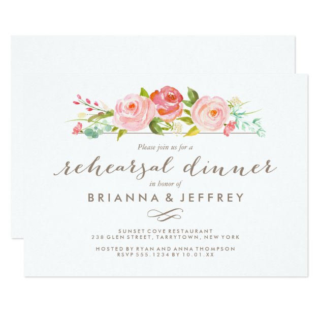 Rose Garden Floral Wedding Rehearsal Dinner Invitation