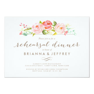 Rose Garden Floral Wedding Rehearsal Dinner Card