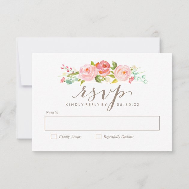 Rose Garden Floral Wedding RSVP Card