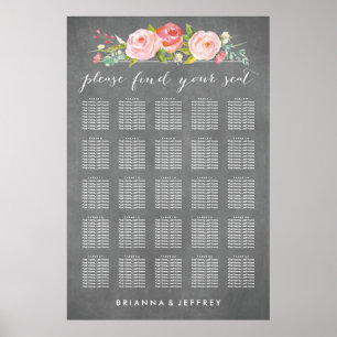 Rose Garden Floral Wedding Seating Chart