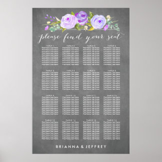 Rose Garden Floral Wedding Seating Chart Poster