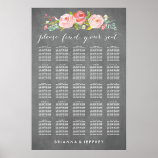 Rose Garden Floral Wedding Seating Chart Poster