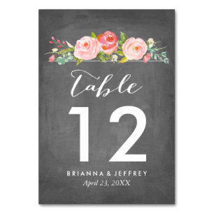 Rose Garden Floral Wedding Table Number Card