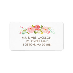 Rose Garden Floral White Address Label