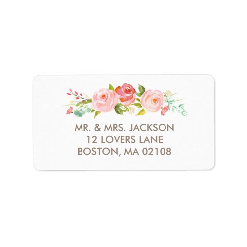 Rose Garden Floral White Address Label