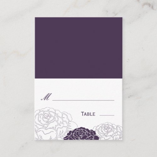 Rose Garden Folded Wedding Place Card - Purple Business Card Template