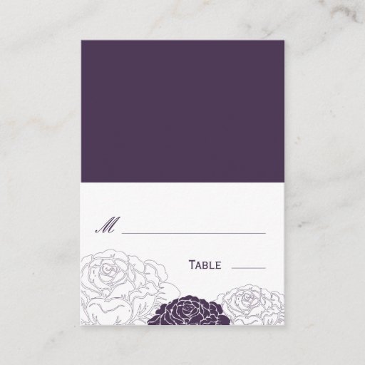 Customizable Rose Garden Folded Wedding Place Card - Purple Business Card Template