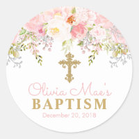 Rose Garden Girl Baptism Favor Tag Stickers