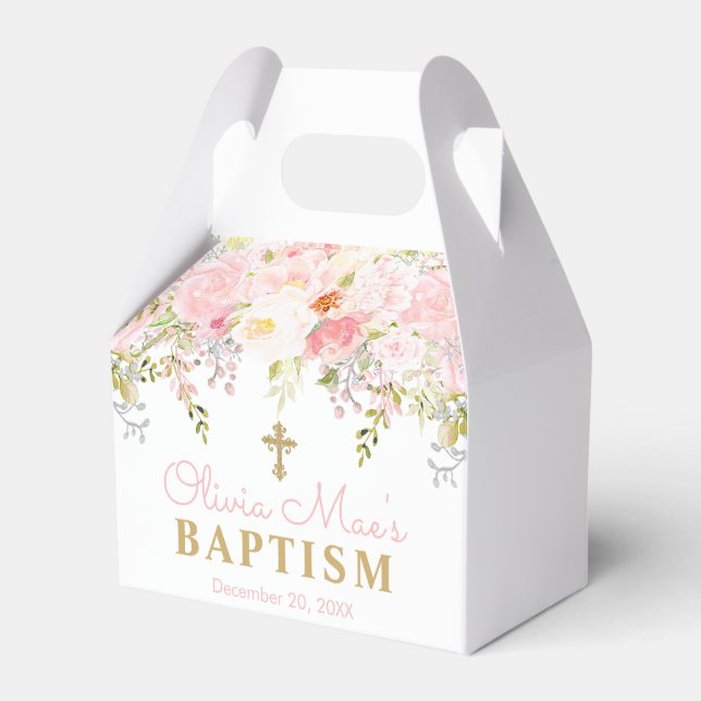 Rose Garden Girl Baptism Personalized  Favor Box (Front Side)