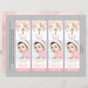 Rose Garden Girl Baptism Photo Bookmark