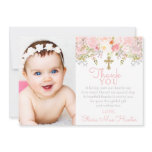 Rose Garden Girl Baptism Photo Thank You Card Rose Garden Girl Baptism Photo Thank You Card