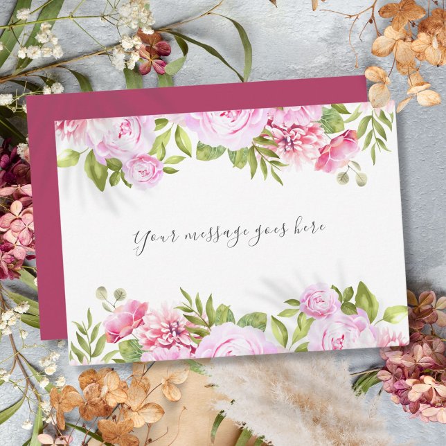 Rose Garden Greenery Personalized Message Thank You Card (Rose Garden Greenery Personalized Message Thank You Card)