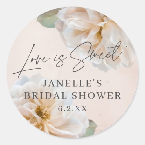 Rose Garden Love is Sweet Bridal Shower Favor Classic Round Sticker