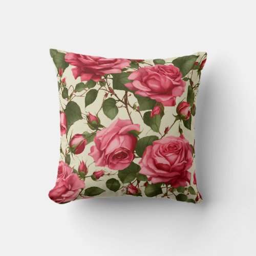 Rose Garden Luxurious Flower Throw Pillow Throw Pillow