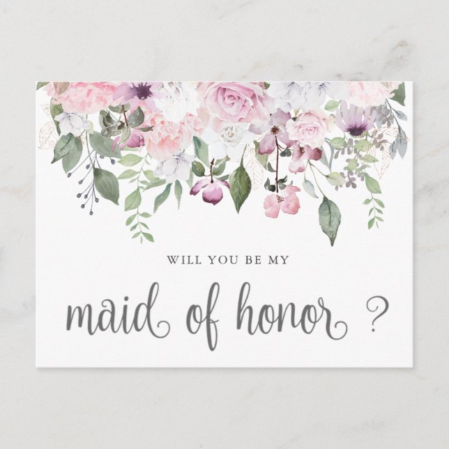 Rose Garden Maid of Honor Invitation Postcard (Front)
