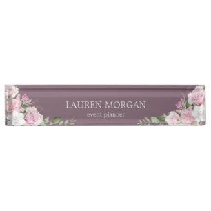 Rose Garden Mauve Desk Nameplate