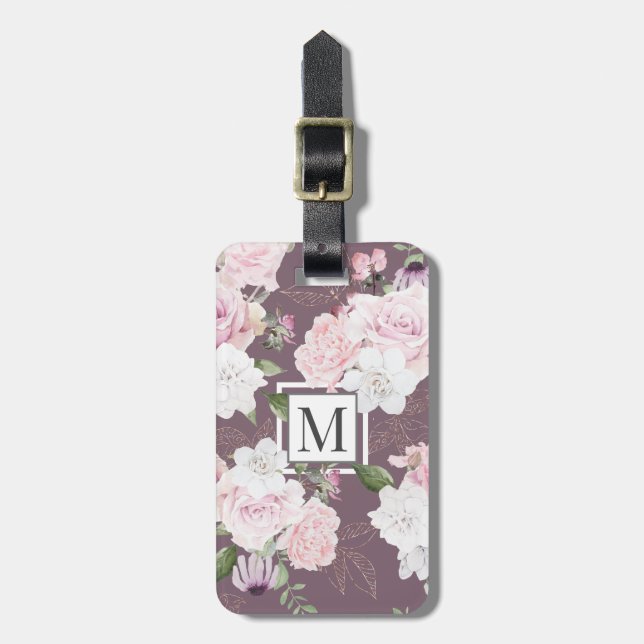 Rose Garden Mauve ⎢Monogram Luggage Tag (Front Vertical)
