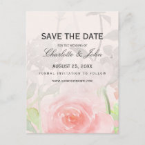 Rose Garden Modern Floral save the dates Announcement Postcard