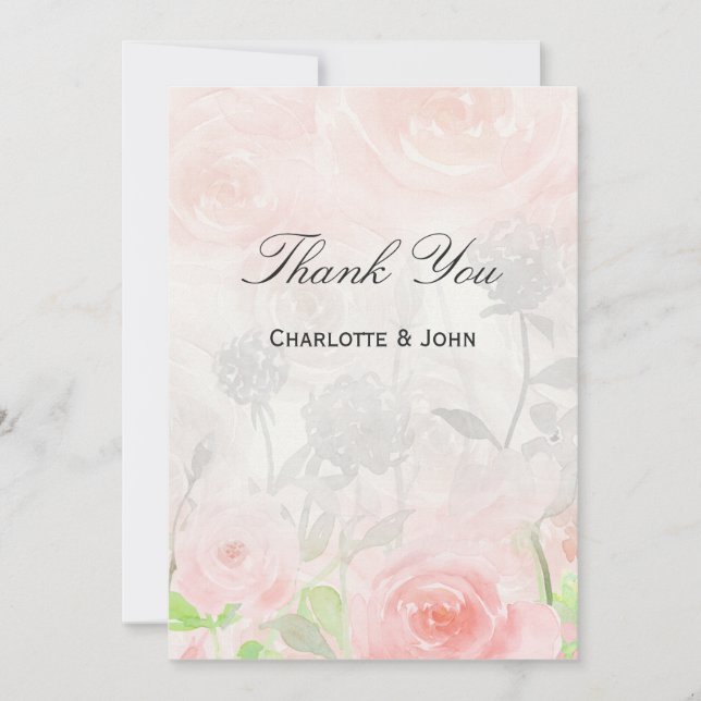 Rose Garden Modern Floral Thank You Invitation (Front)