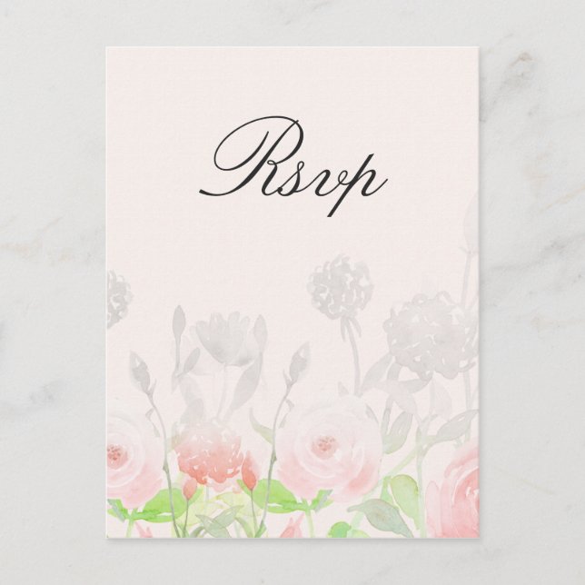 Rose Garden Modern Floral wedding rsvp Invitation Postcard (Front)
